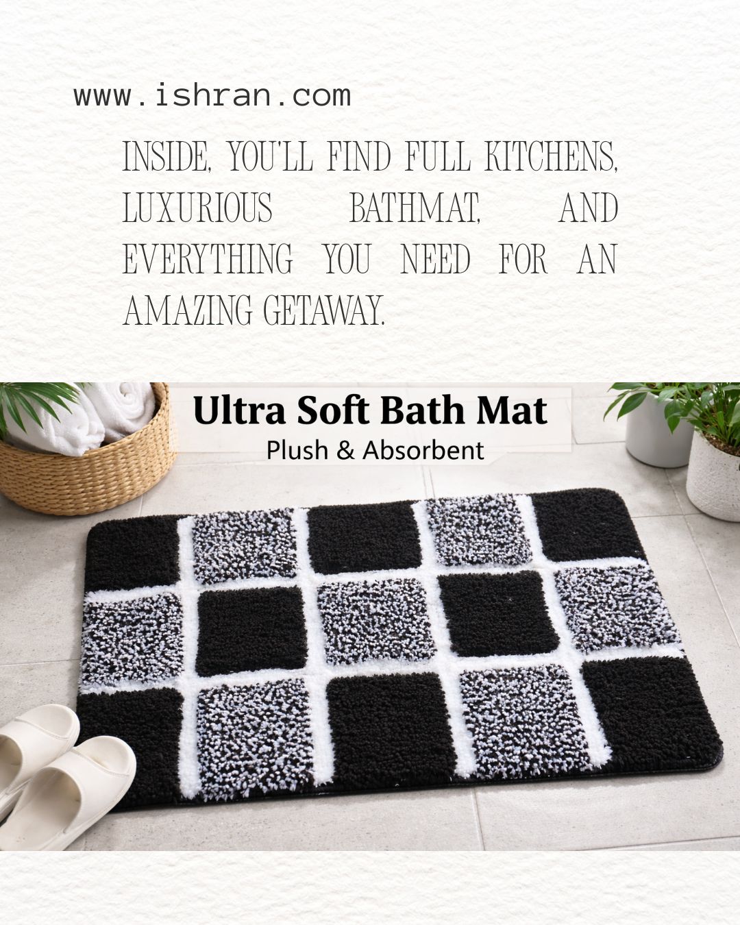 Luxury Microfiber Bath Mat | Soft, Quick Dry & Non-Slip | Ishran