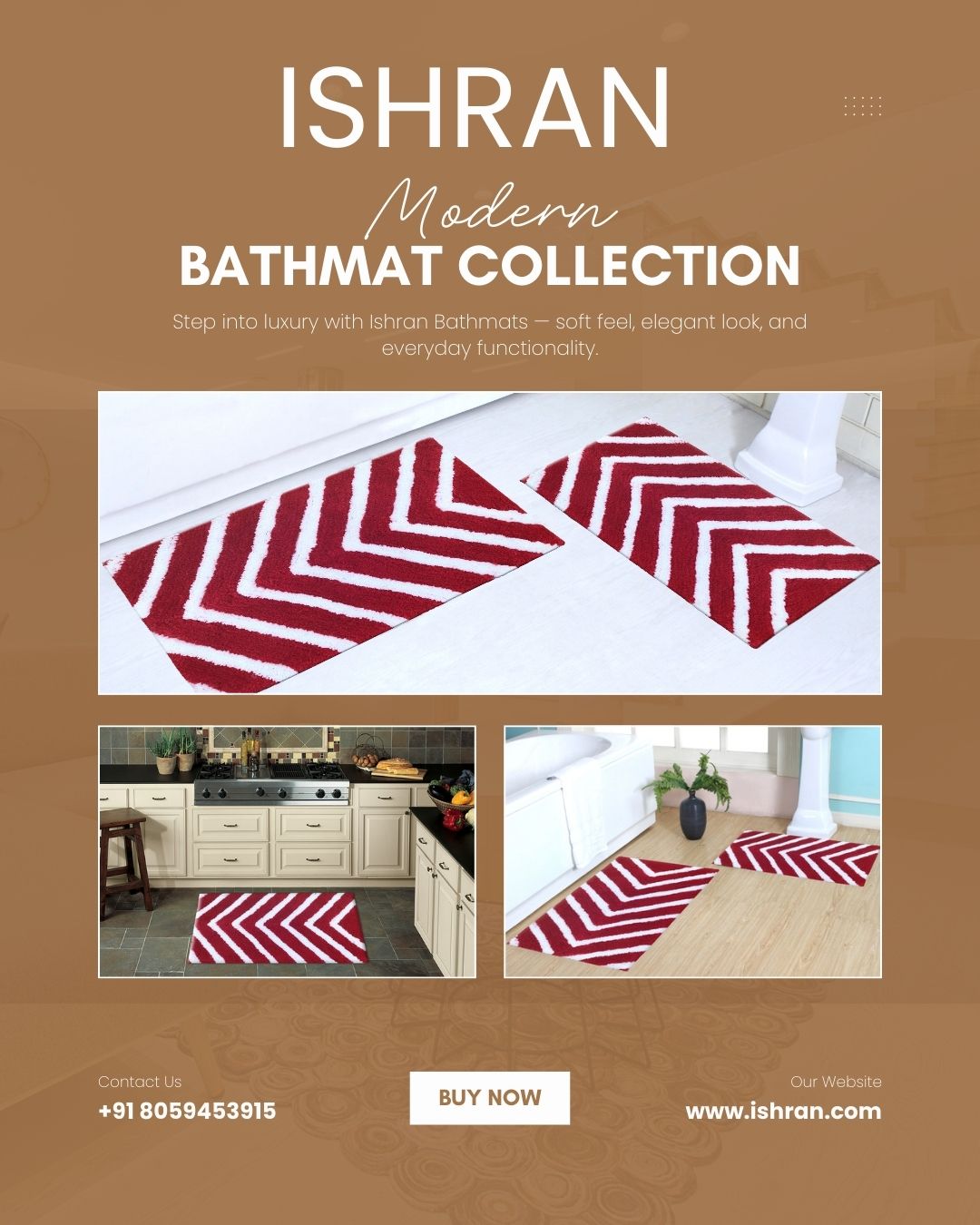 Elegant Red White Modern Bathmat Collection | Ishran