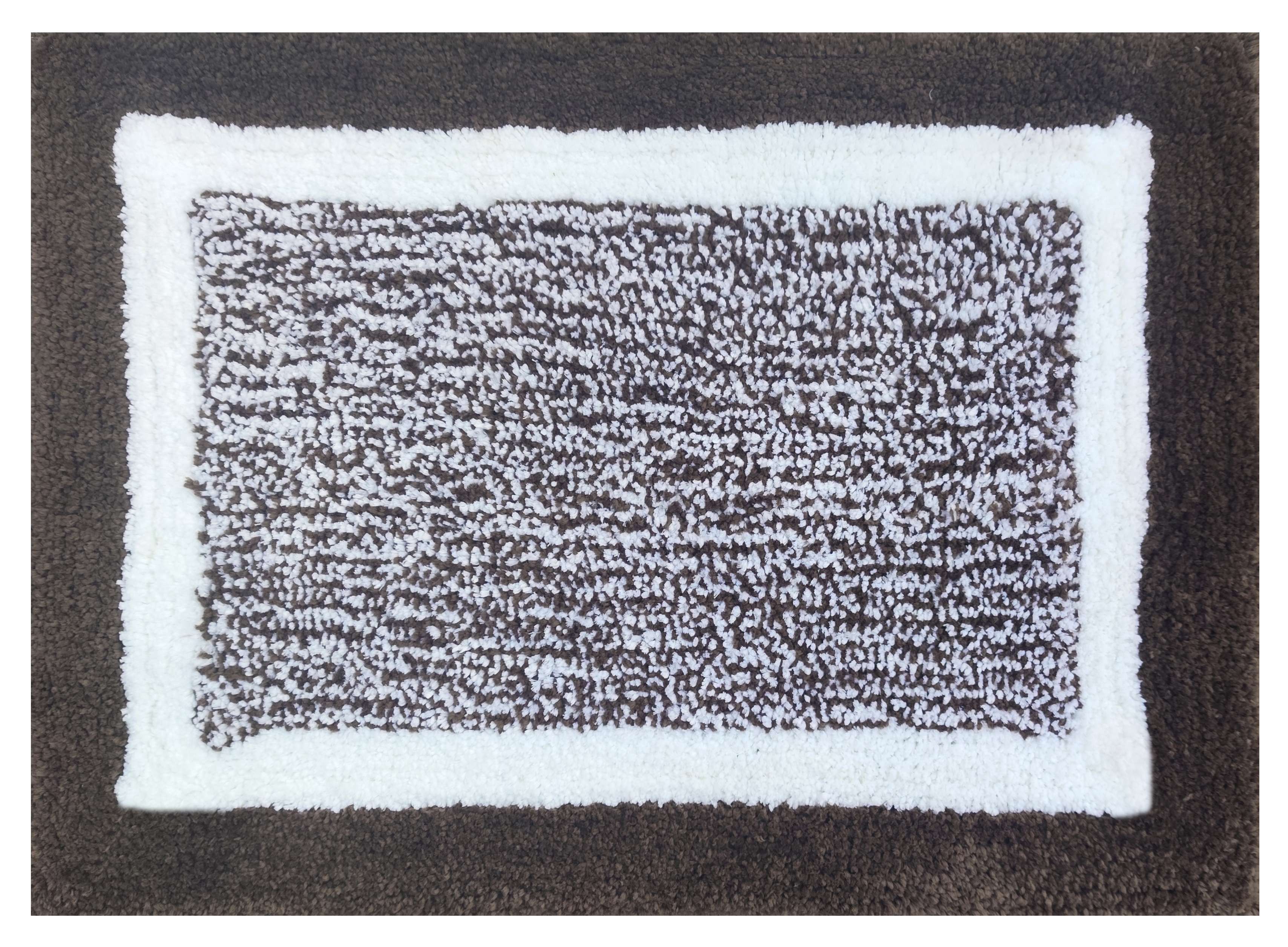 Microfiber door mat set placed near shower modern bathroom setup