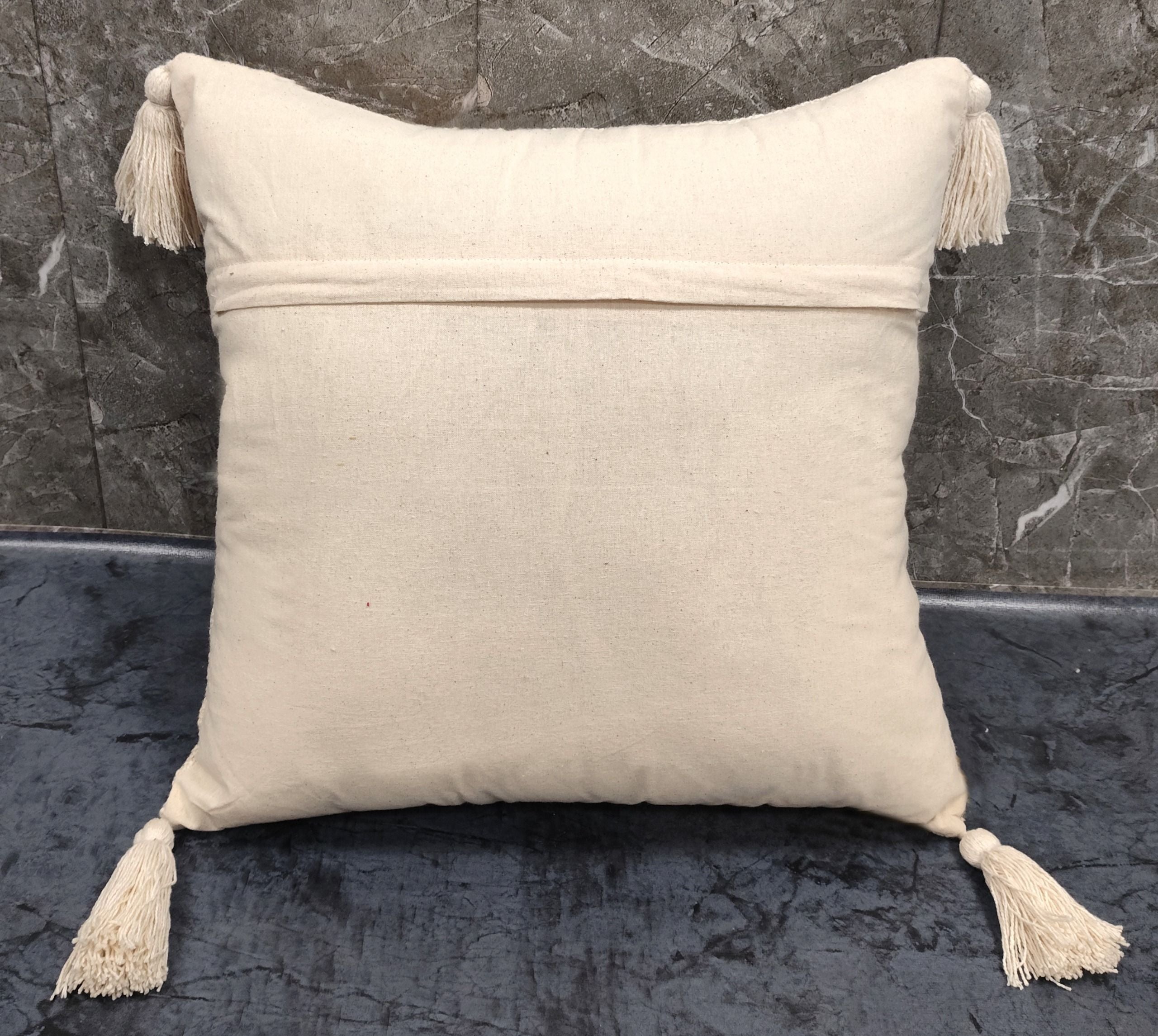 Premium slub cotton feather cushion set, textured tufted cushions for living room styling