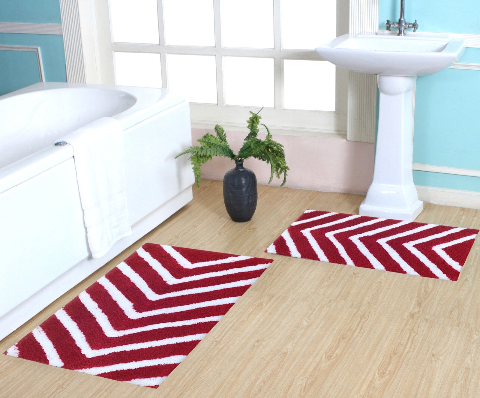 Premium microfiber floor rug arrow pattern bathmat set of 2 same size 40x60 cm
