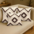 Tufted Cotton Pillow 3 Pcs Set 18x18 Slub Fabric Decorative Design