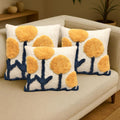 Flower tufted custom pillow covers set in slub cotton, multi color decorative custom pillow for sofa décor
