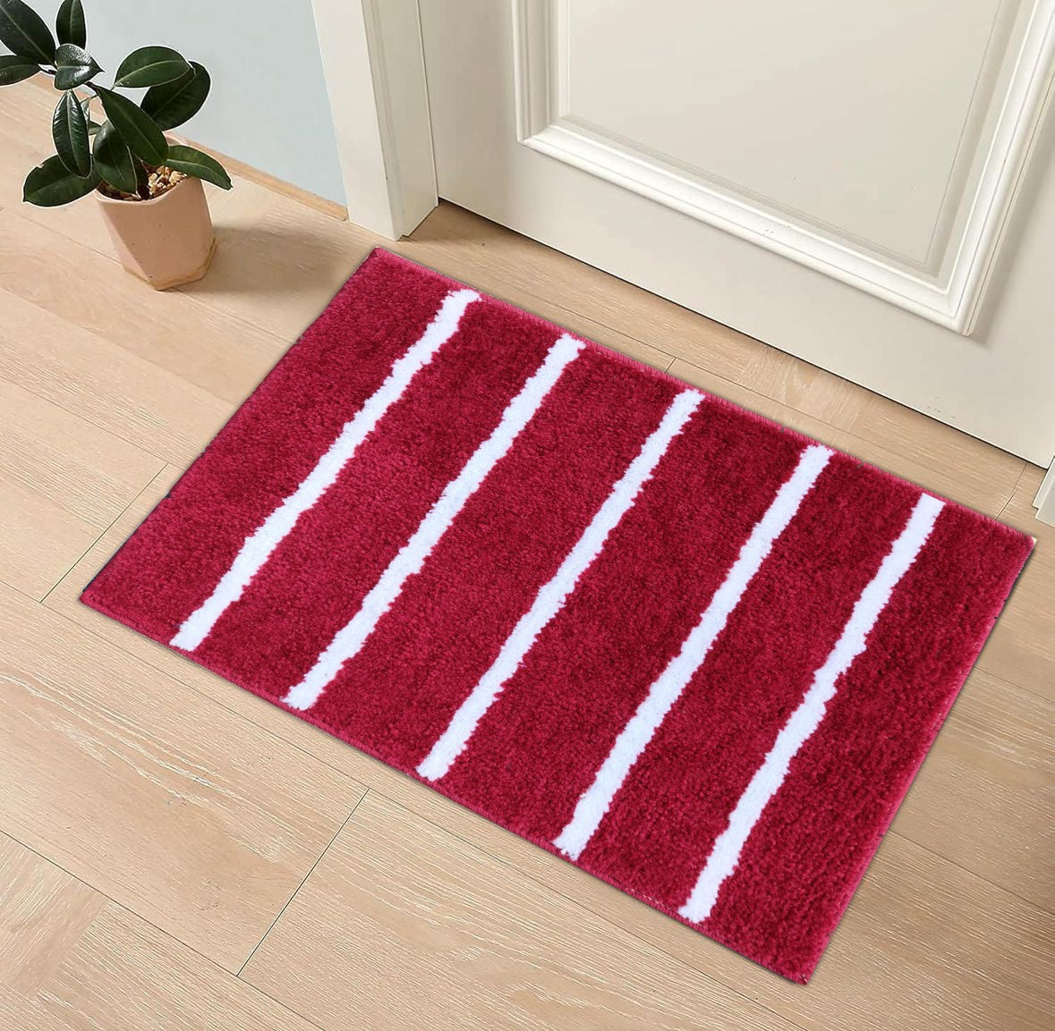 Best Rug microfiber stripe bathmat set in a stylish bathroom, enhancing comfort and decor.