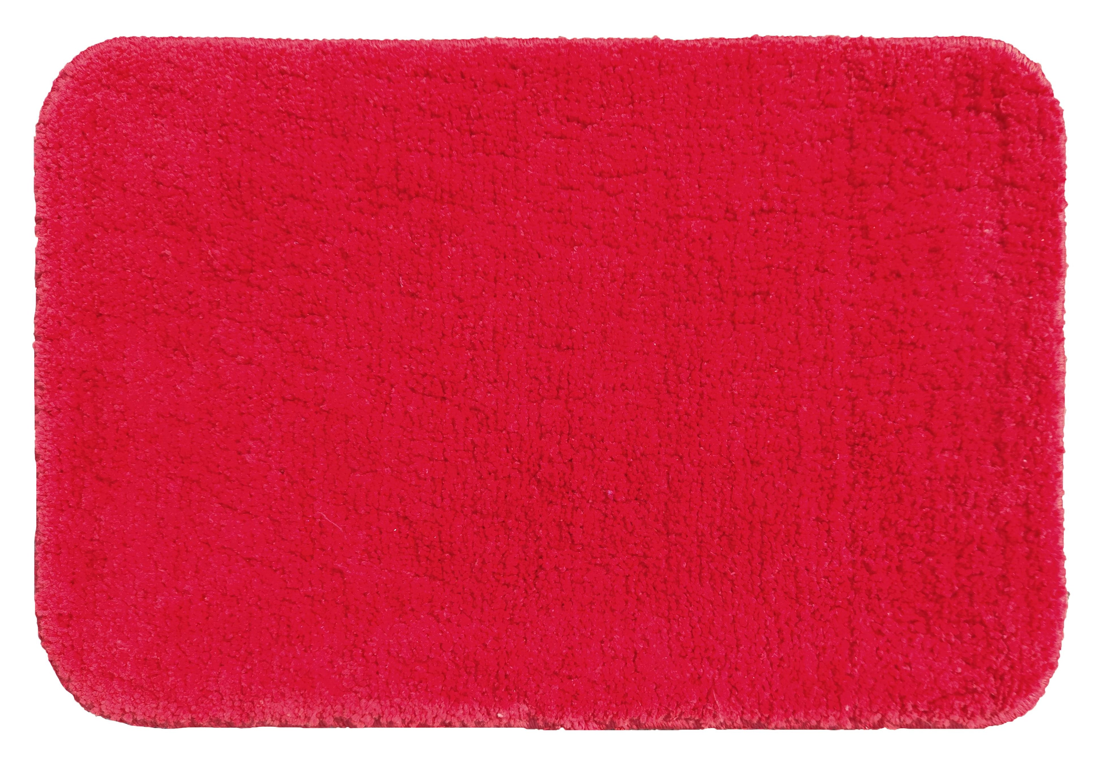 Area Rug in vibrant red color, microfiber solid bathmat 2pcs set for modern bathroom comfort.
